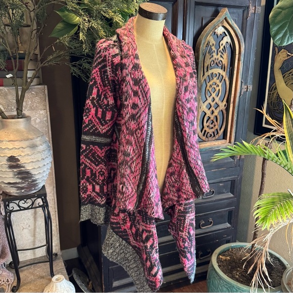 Urban outfitters tribal knit asymmetrical open front cardi sweater - Picture 12 of 16